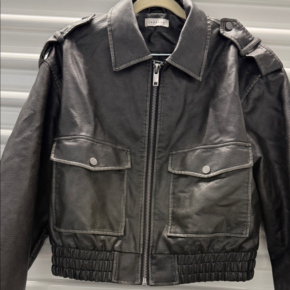 Topshop Jackets & Blazers - Topshop Faux Leather Dark Brown Jacket